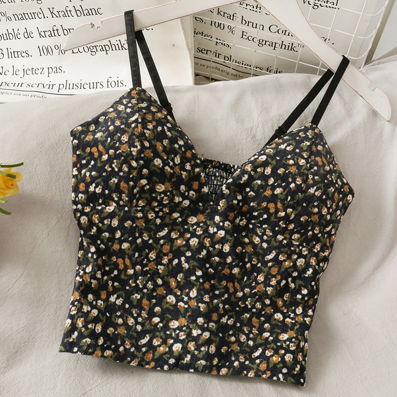 Áo Hai Dây Dáng Ôm Vải Voan In Hoa Kiểu Retro Thời Trang Mùa Hè Cho Bạn Gái