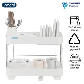 Giá để bát đĩa, kệ để chén bát inochi chạn bát Inox 2 Tầng Có Khay Thoát Nước Thông Minh Để Giá Úp Bát Đĩa Chén