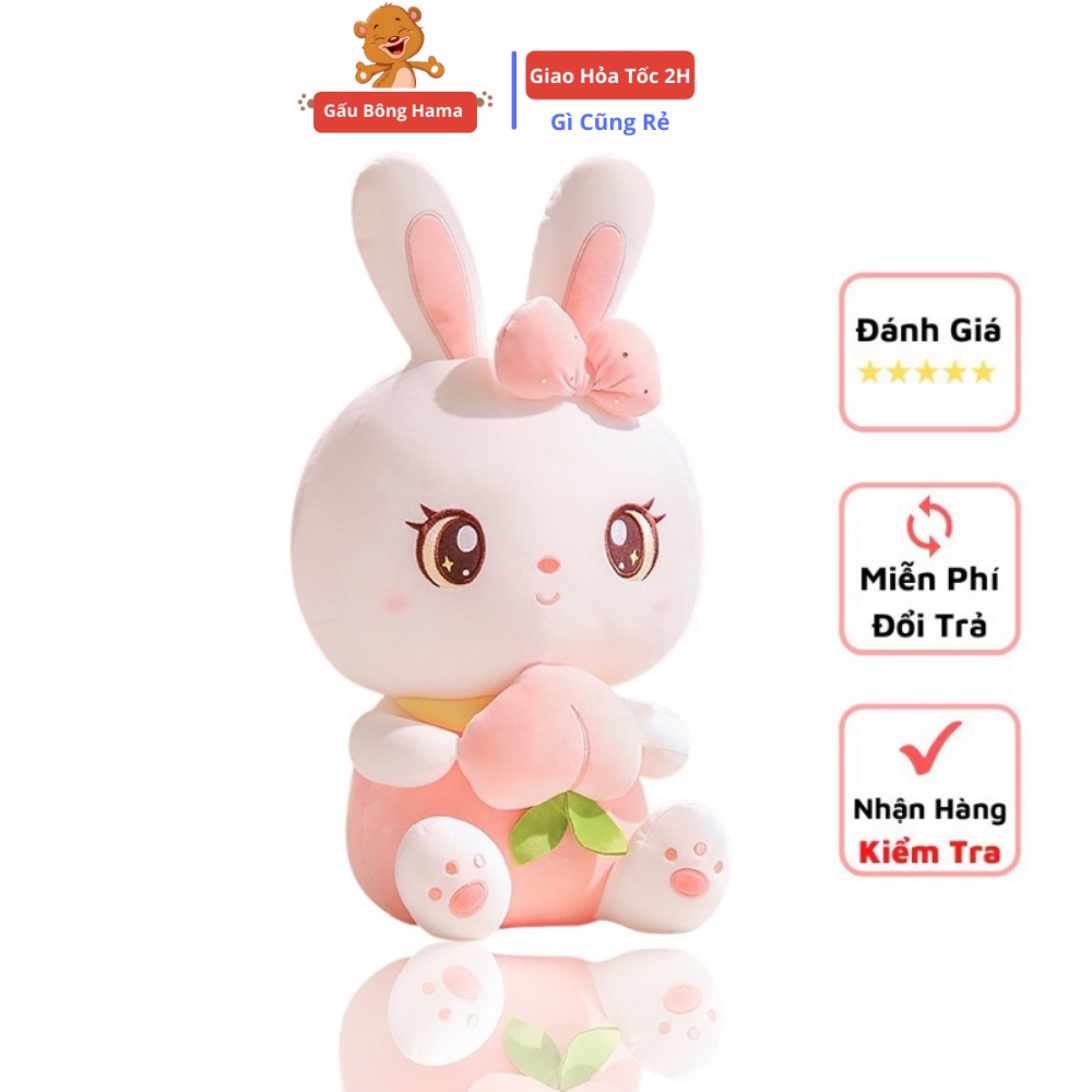 Thỏ Bông Ôm Trái Đào - Gấu Bông Thỏ Cao Cấp Hama