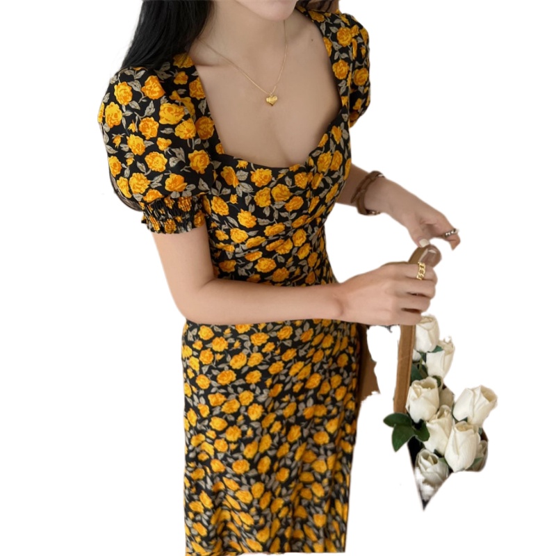 Đầm Perty tay phồng in hoa thiết kế mới thời trang mùa hè dành cho nữ