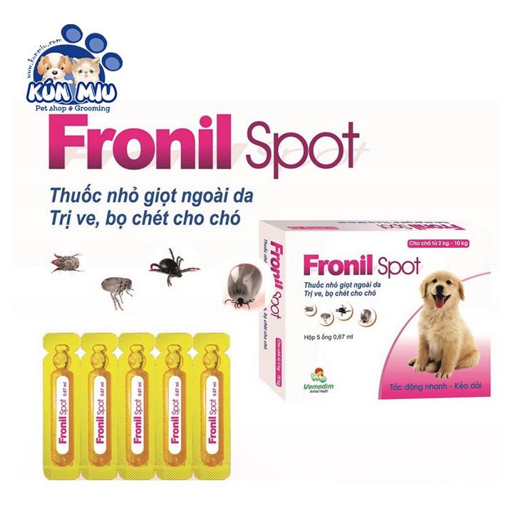 Dung dịch nhỏ sống lưng trị ve ghẻ, bọ chét chó Fronil spot