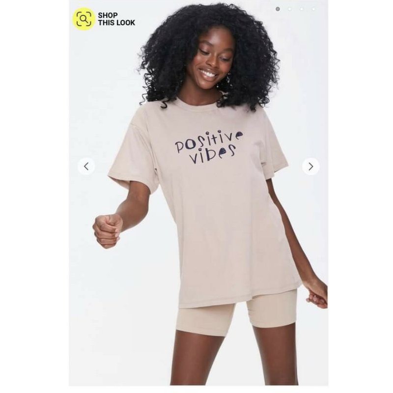 áo thun in chử positive vibes F21