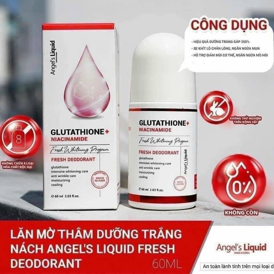 Lăn khử thâm Angels Liquid Xóa thâm, Dưỡng Trắng Angel's Liquid Glutathione + Niacinamide Fresh Deodorant