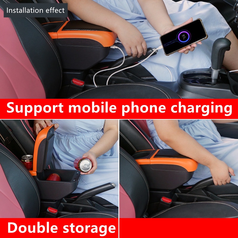 Hộp tỳ tay xe Vinfast Fadil cao cấp tích hợp 6 cổng USB lắp đặt dễ dàng