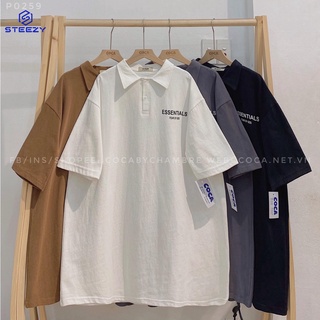Áo thun áo phông polo unisex in e s s e n t i a l s vải cotton dày form rộng