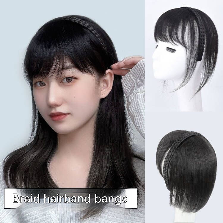Bộ Tóc Giả Màu Trắng Kèm Băng Đô Bện Một Mảnh Thay Thế Cho Tóc Giả