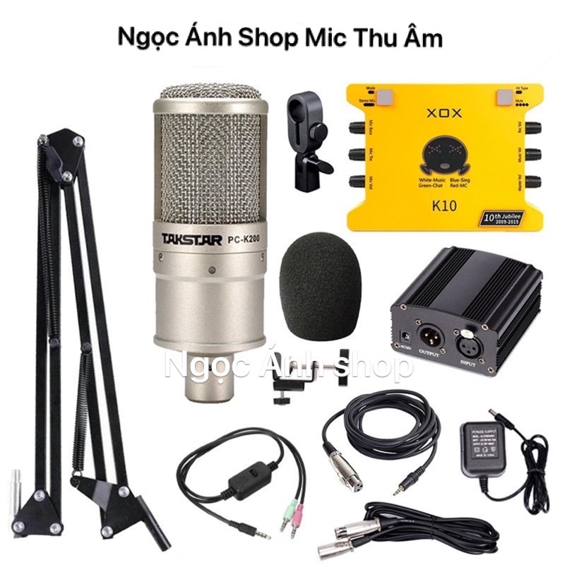 [CHÍNH HÃNG] Combo livestream, thu âm chuyên nghiệp Soundcard XOX-K10, Mic PC-K200, phụ kiện