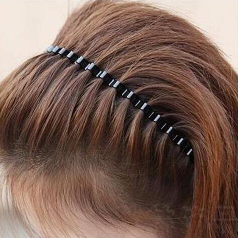 Thời Trang Băng Đô Cài Tóc Gợn Sóng Màu Đen Cho Nam Nữ