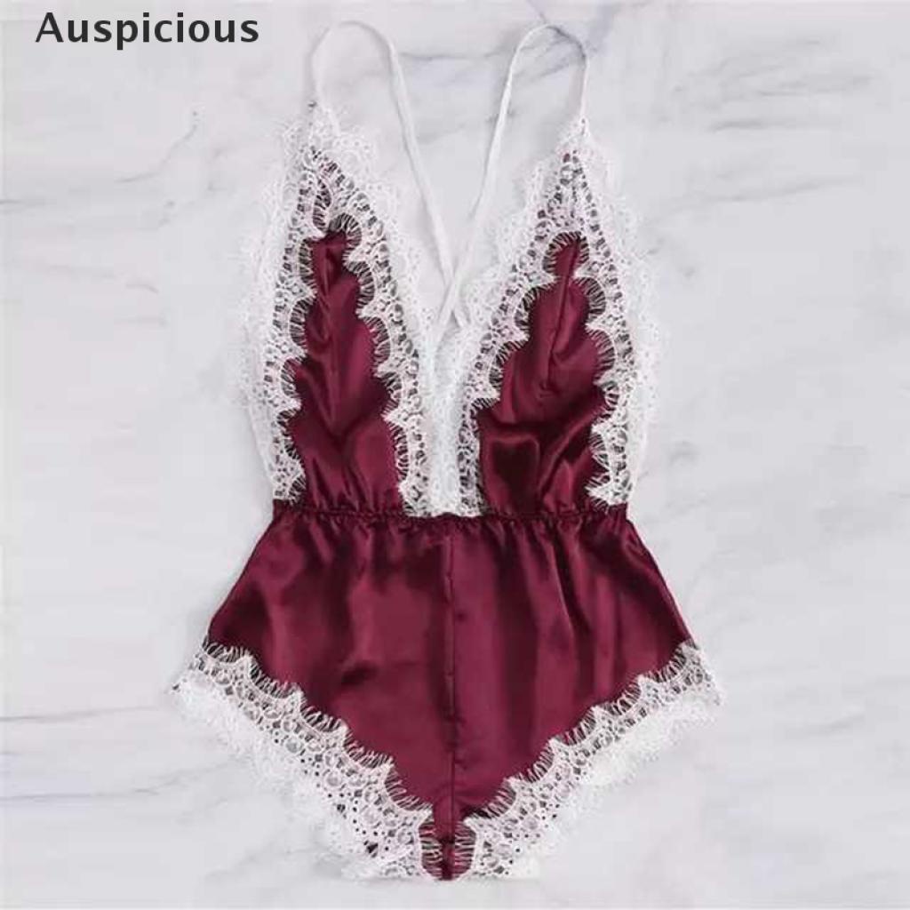 Đồ ngủ Vải Satin Hở Lưng Phối Ren Quyến Rũ Cho Nữ