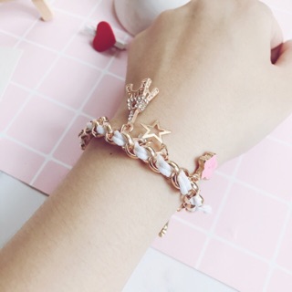 Lắc tay phối dây độc đáo charm tháp eiffel