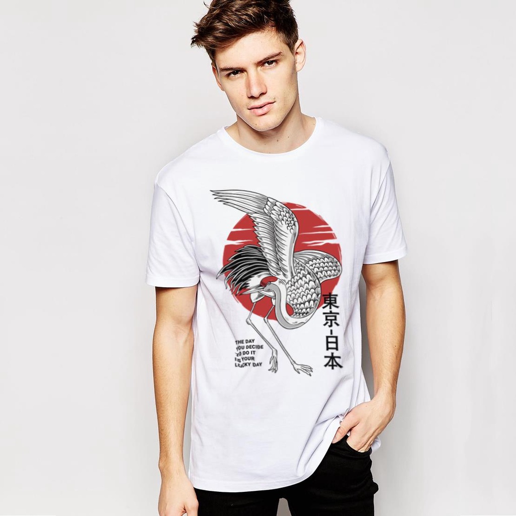 Áo thun ngắn tay HTFashion crane bird