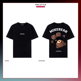 Áo phông mikenco họa tiết con gấu 2 màu trắng đen - áo thun cộc tay mikebear unisex - áo phông unisex cổ tròn