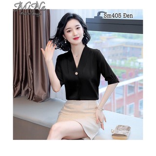 Áo sơ mi tay lỡ cổ tim 404