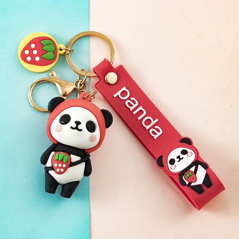 Móc khoá gấu trúc kèm dây và tag