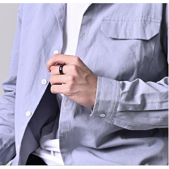 Nhẫn bằng thép titan đính đá zirconia đánh bóng qf045 cho nam