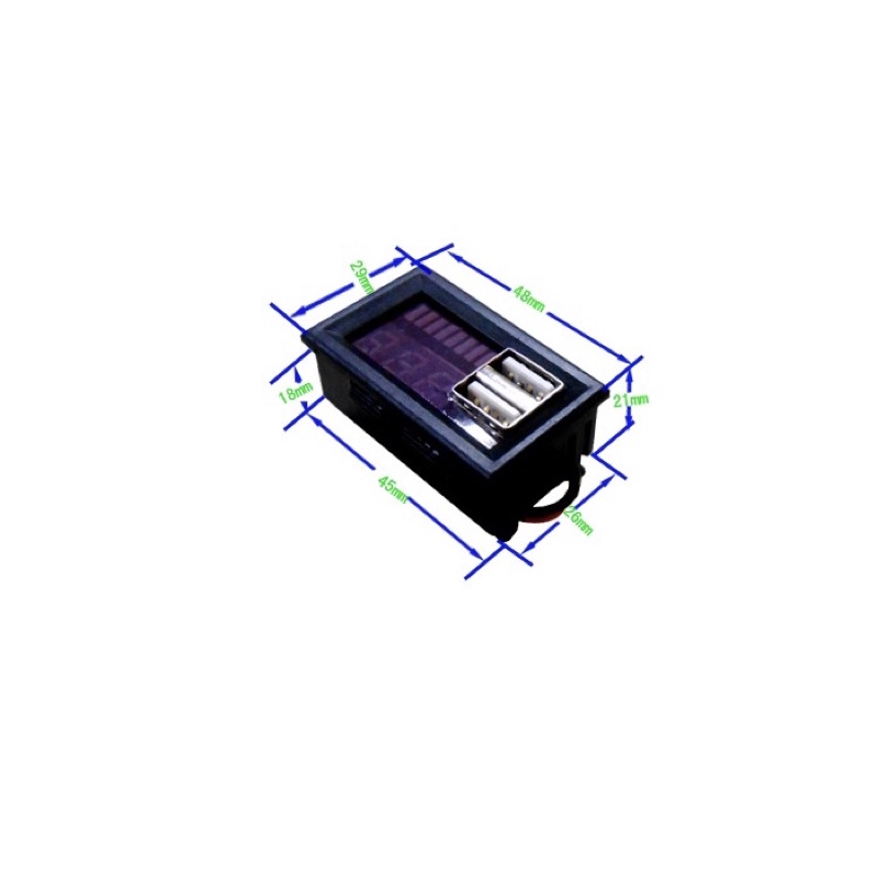 Vôn kế 12V kèm 2 cổng sạc USB 2.1A QC3.0