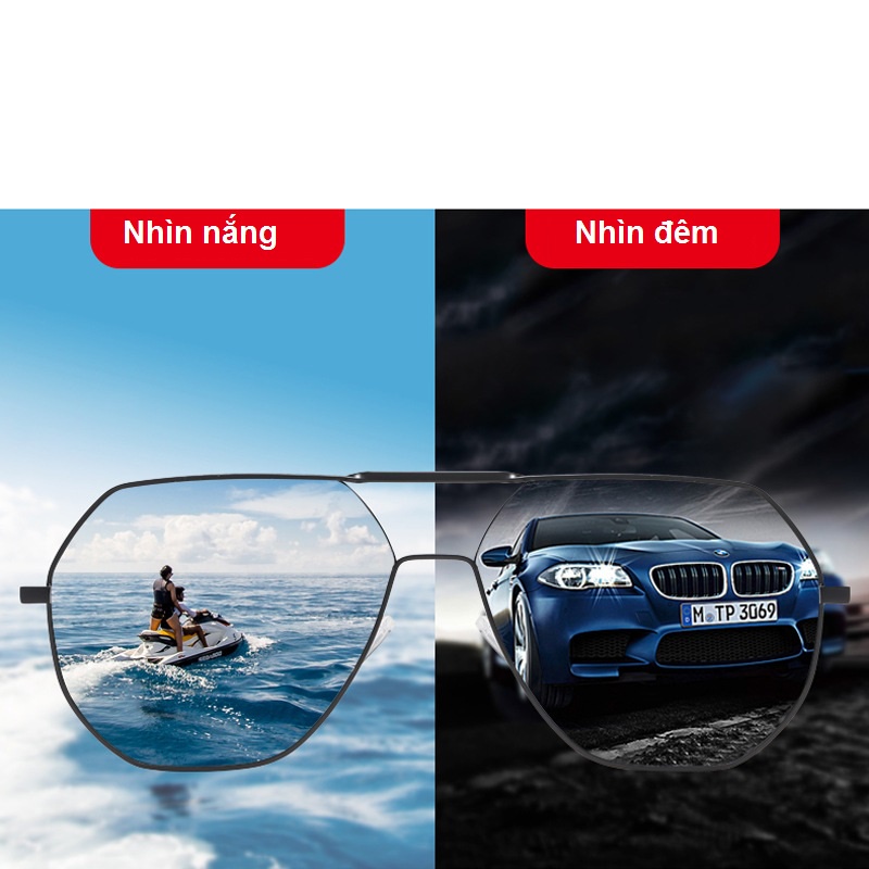 [Hàng xịn] Kính mát, kính râm đổi màu nam tính chống UV đi ngày và đêm
