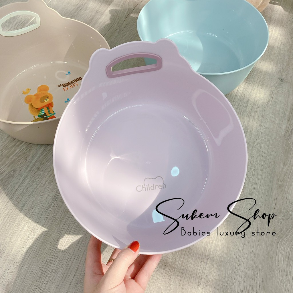 Chậu Rửa Mặt Cho Bé/Thau Rửa Mặt Tai Gấu Cho Bé Tắm Gội Đầu Cao Cấp  Tiện Lợi