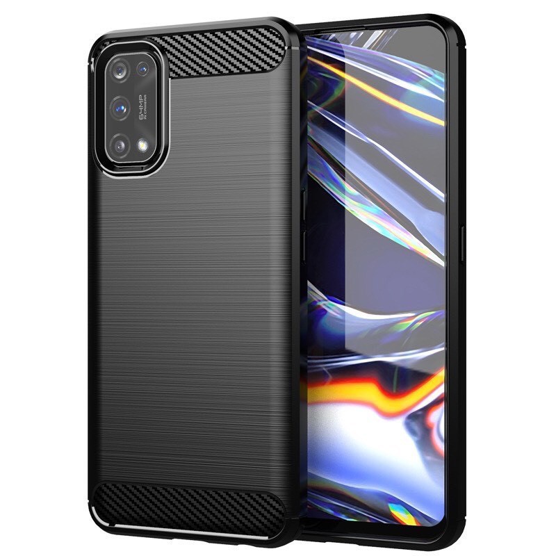 Ốp lưng dẻo Oppo Realme 7 Pro vân sợi cacbon chống sốc, chống vân tay Rugger Amor
