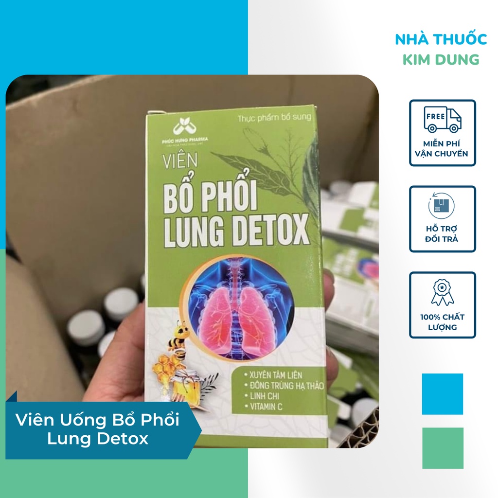 Viên Uống Bổ Phổi Lung Detox Cho Hệ Hô Hấp Khỏe Mạnh Thanh Lọc Phổi Hộp 60 Viên
