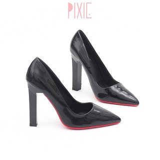 Giày Cao Gót 10cm Da Bóng Đế Vuông Pixie P250