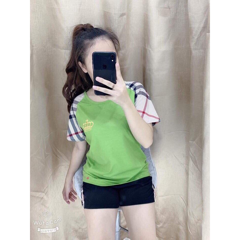 SET BỘ THỜI TRANG ĐÙI PHỐI TAY CARO THIÊU LOGO SIÊU XINH