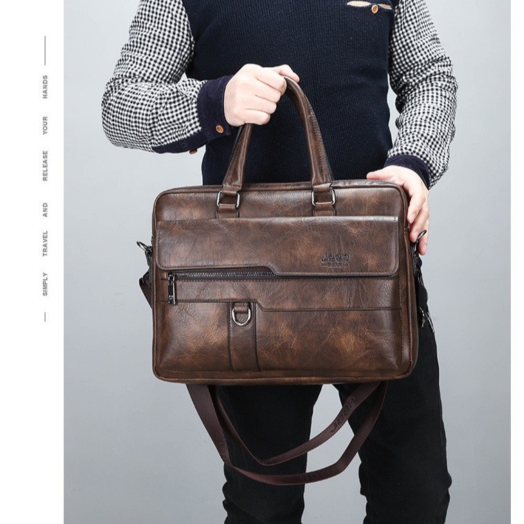 Túi xách cặp da đựng laptop da bò công sở JEEP BULUO T20 39x28x6cm | BigBuy360 - bigbuy360.vn