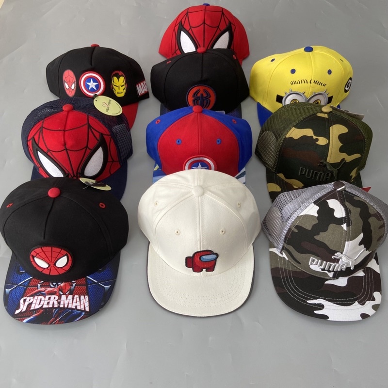 Nón Mũ lưỡi trai cho bé trai 3 4 5 6 7 8 9 10 tuổi hình người nhện, rằn ri, minion, marvel - NTP