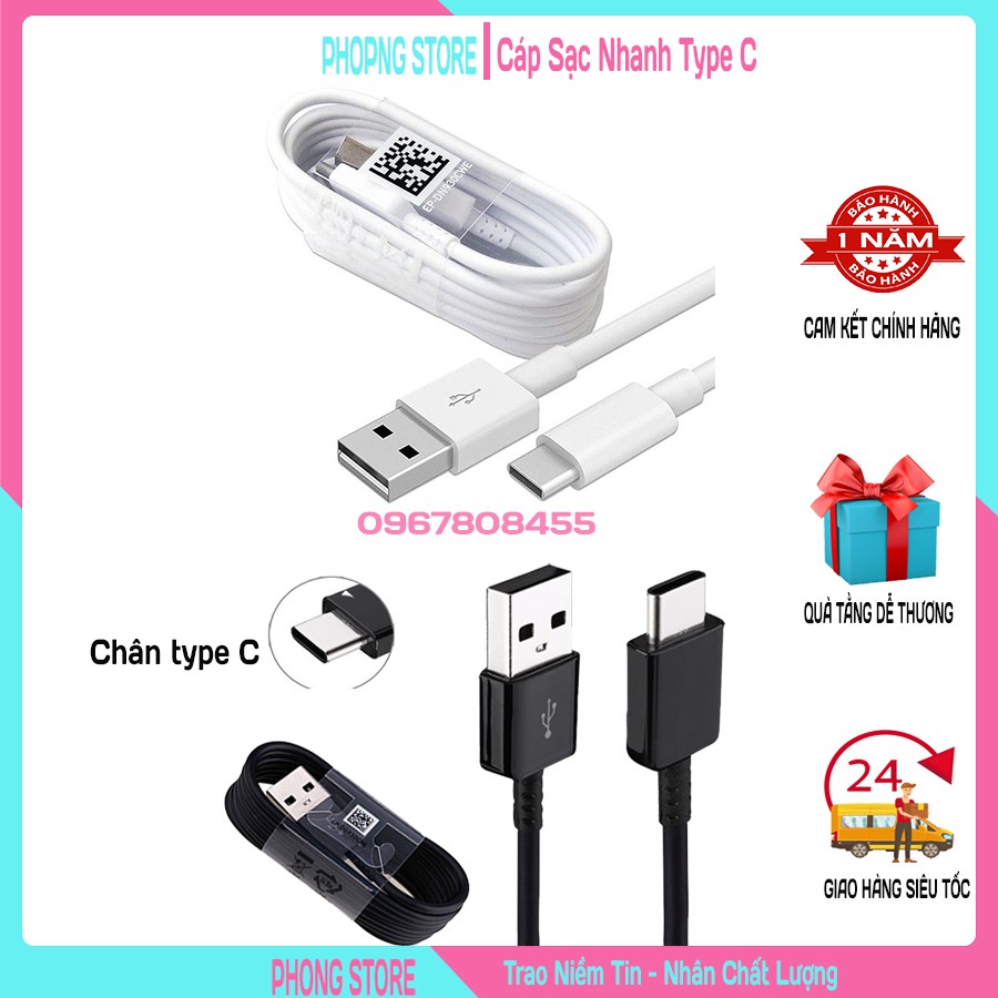 Dây cáp sạc nhanh type c Galaxy s8 / s8 Plus/ S9 / S10 bảo hành 12 Tháng, Phong store