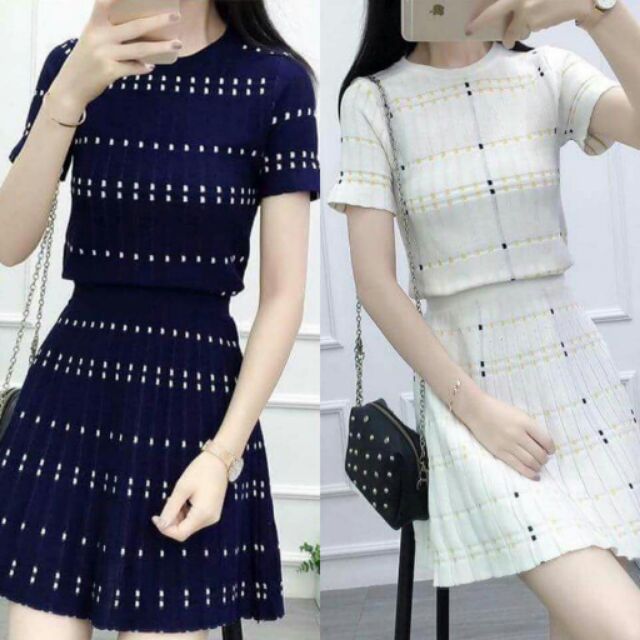Hàng order - Set váy len chấm bi
