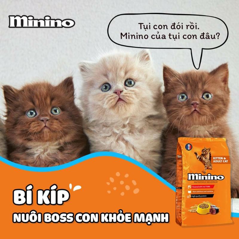 [MININO TUNA] [1,3KG] Thức ăn hạt cao cấp Minino cho mèo mọi lứa tuổi - Vị cá ngừ