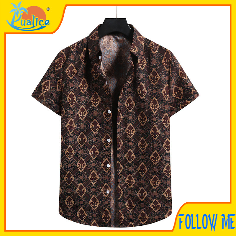 Spring New Men's Printed Short Sleeve Shirt Tf43