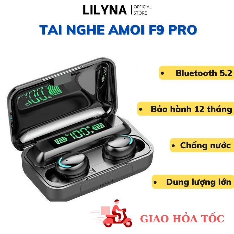 Tai Nghe Bluetooth 5.0 Amoi F9 Pro Bản Quốc Tế Cao Cấp, Không Dây Cảm Biến Vân Tay, Kiêm Sạc Dự Phòng 2000Mah