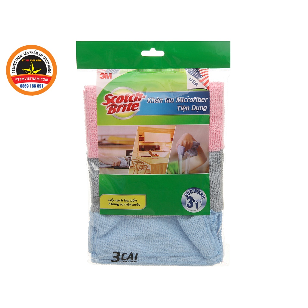 Khăn lau 3M microfiber lau bếp tiện dụng ( 3 Cái )