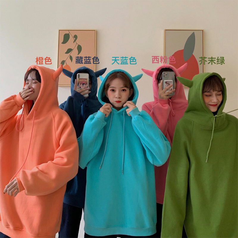 Áo hoodie thiết kế sừng nhẹ nhàng xinh xắn cho nữ T 21N623 | BigBuy360 - bigbuy360.vn