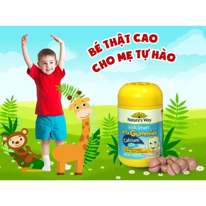 Kẹo Dẻo Bổ Sung Canxi Vitamin D Cho Bé Nature's Way Kids Smart Vita Gummies Calcium + Vitamin D 60 Viên