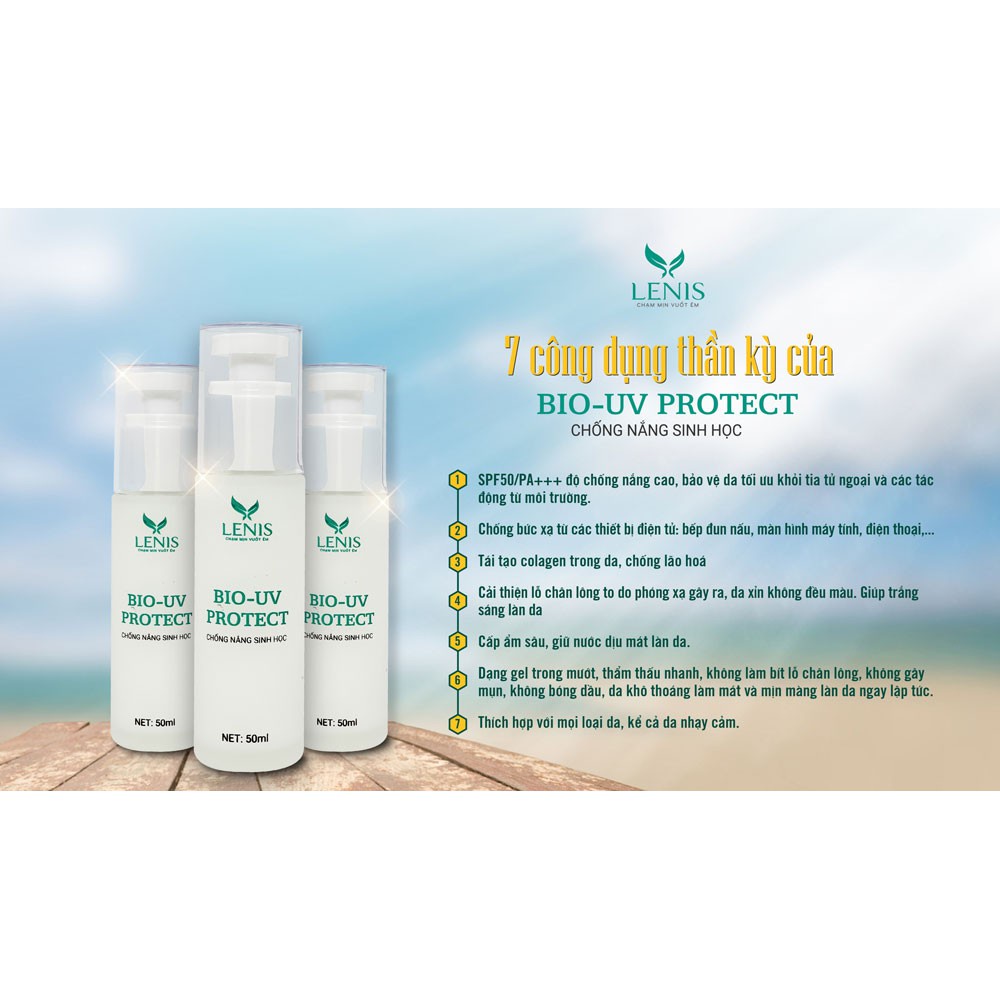 Kem Chống Nắng Dành Cho Da Dầu Mụn - Bio UV Protect LENIS SPF50+ PA+++ Dạng Gel Thẩm Thấu Nhanh Dung Tích 50ML