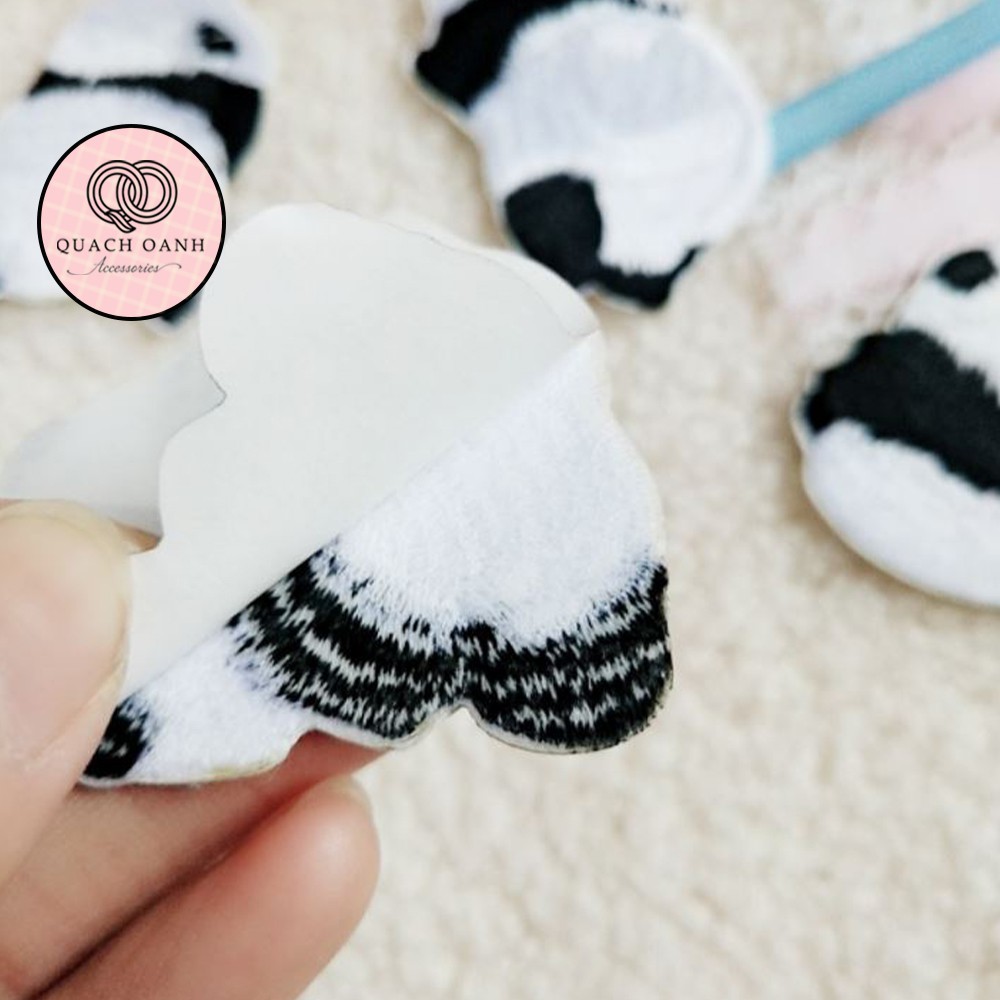 Sticker nhãn dán vải thêu hình gấu trúc trang trí sổ, vở, mũ bảo hiểm - ST21