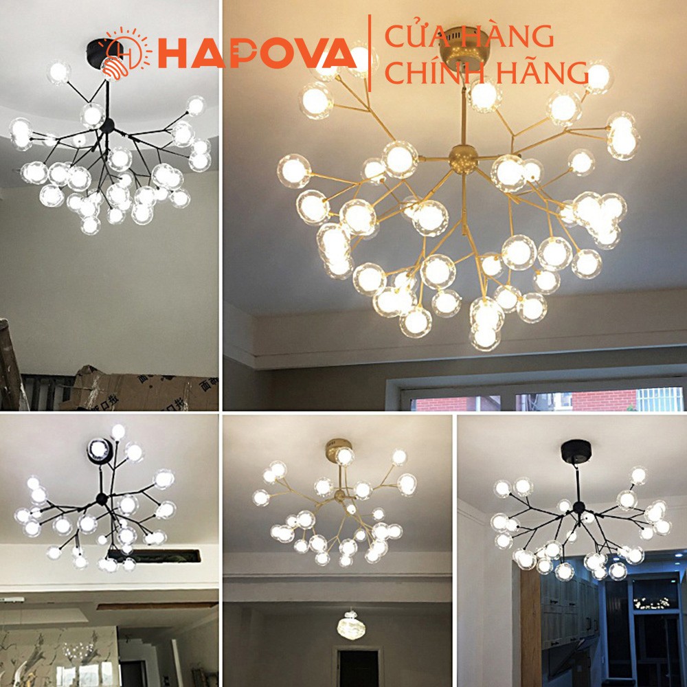 Đèn trang trí phòng khách, Đèn chùm Hera 36 lá HAPOVA TECKE 9011