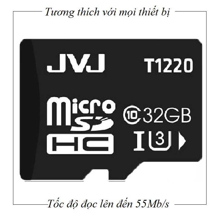 Thẻ nhớ 32G JVJ Class 10 tôc độ cao - chuyên dụng cho CAMERA, Điện thoại, Máy ảnh,... tốc độ cao 95Mb-140Mb/s