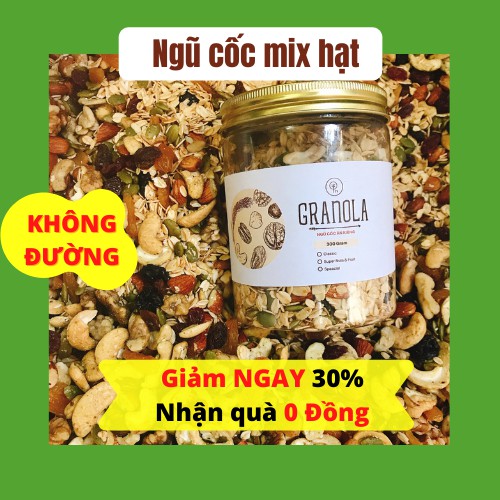 Ngũ Cốc Ăn Kiêng 💥 Granola Ăn Kiêng Giảm Cân Siêu Hạt ⚡ Ngũ Cốc Granola KHÔNG ĐƯỜNG Ăn Sáng Ăn Liền 500g