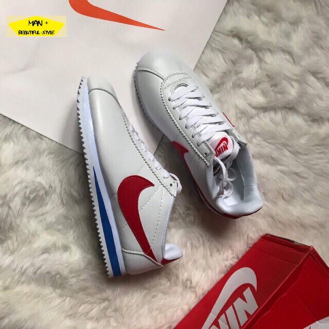 Giày thể thao Nike Cortez trắng vạch đỏ đế vạch xanh (FullBox)