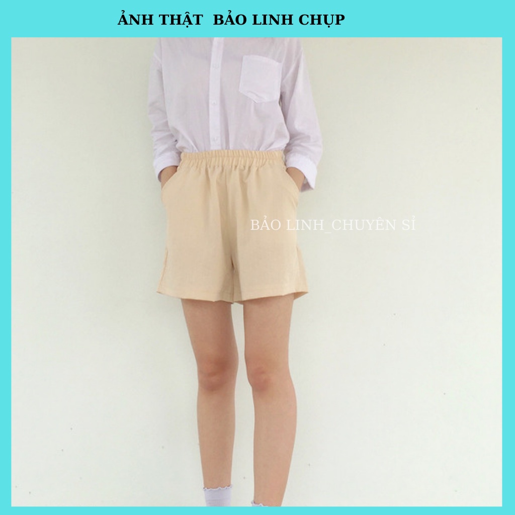 Quần Đùi Nữ Bảo Linh Cạp Chun Bigsize Dáng Short Kiểu Basic Trơn Thể Thao Mặc Nhà Đi Biển