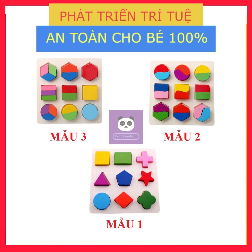 Combo 3 bộ lắp ghép hình học gỗ Cho Bé (Đồ Chơi Trẻ Em)