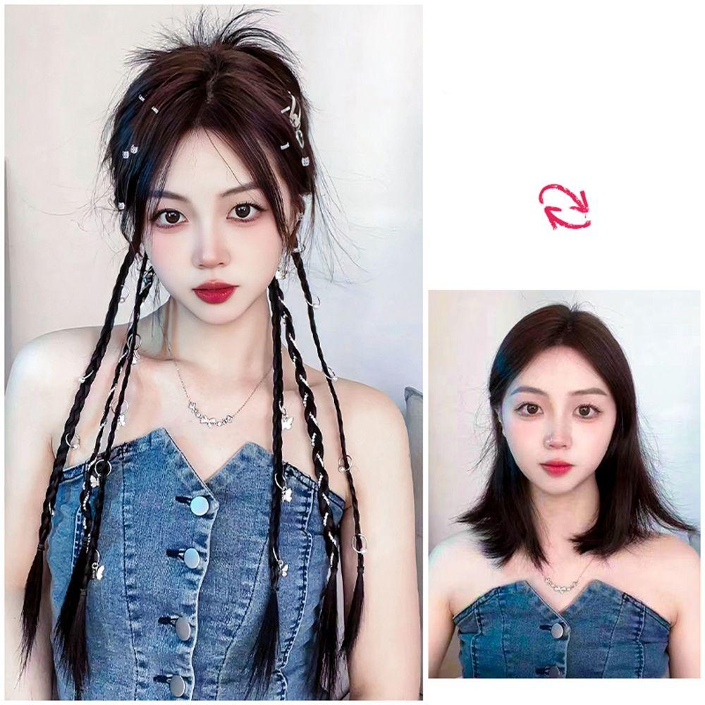 Dây Buộc Tóc Giả Thắt Bím Đuôi Ngựa Co Giãn Y2K Dành Cho Nữ