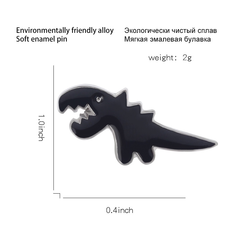 Trâm Cài Áo Hình Khủng Long Trắng Đen Đáng Yêu