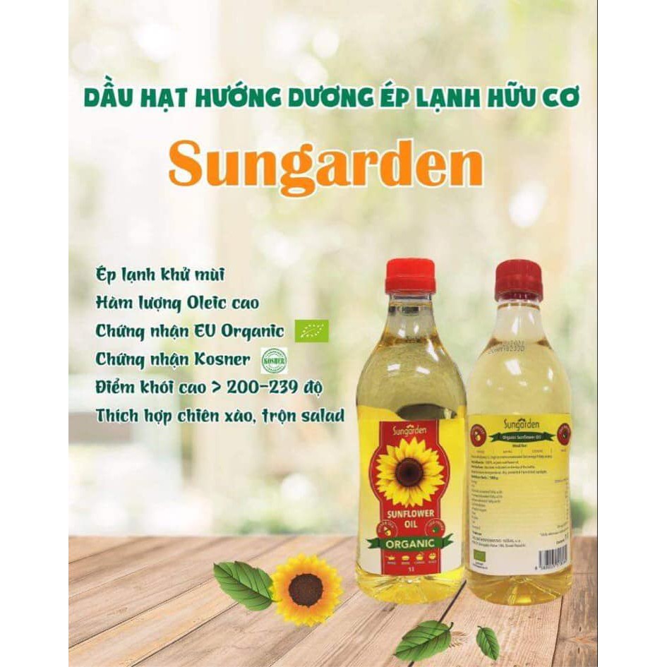 [SUNGARDEN] DẦU HƯỚNG DƯƠNG HỮU CƠ 1L