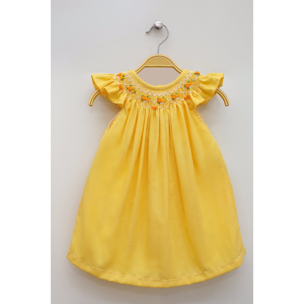 Váy Đầm Cho Bé Gái, Đầm Smock Thêu Tay Kiểu Cánh Tiên Phong Cách Bánh Bèo Dễ Thương Size 1 Tuổi -10 tuổi