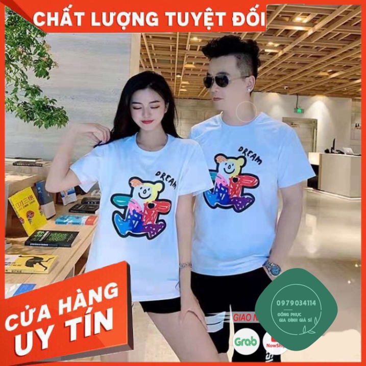 Áo đôi mẹ và bé gia đình 3 4 5 người trai gái đều mặc được - Mẫu gấu Dream GD0050T Áo thun giá sỉ