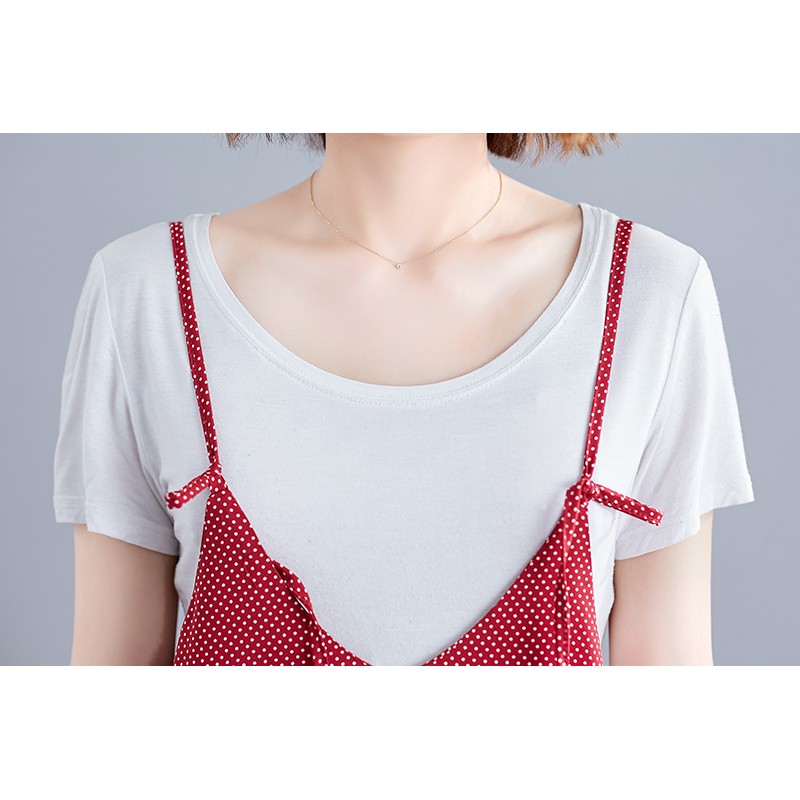 [ORDER] Quần yếm nữ bigsize ống rộng đỏ chấm bi trẻ trung (fit 70kg) | BigBuy360 - bigbuy360.vn